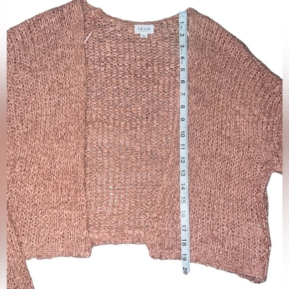 {EUC Crochet Cropped Le Lis Mauve Lt Pink Lightweight Cardigan Sweater Large} - Picture 8 of 8
